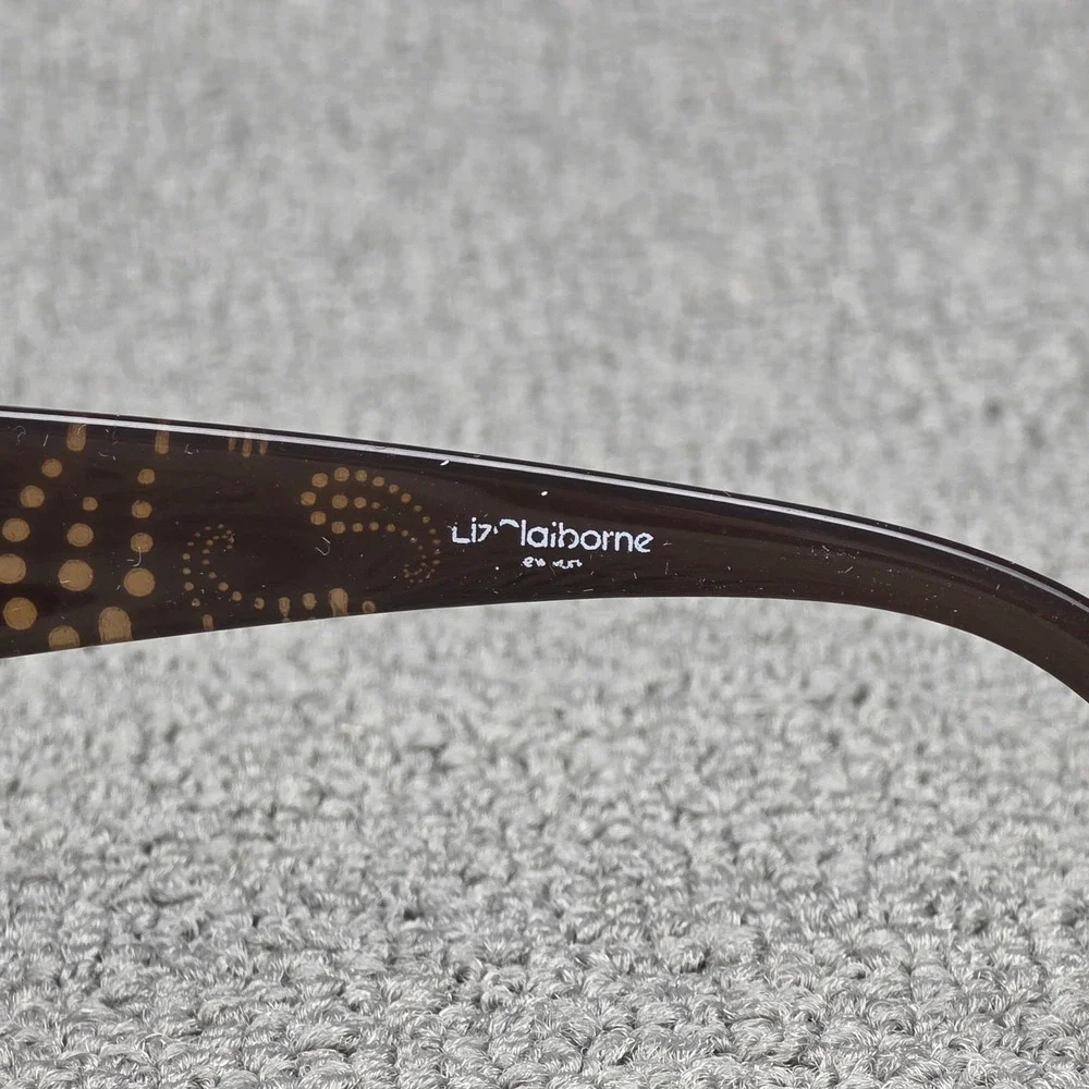 Liz Claiborne Paisley Dot Sunglasses Women Brown Oversized Glam Boho OS